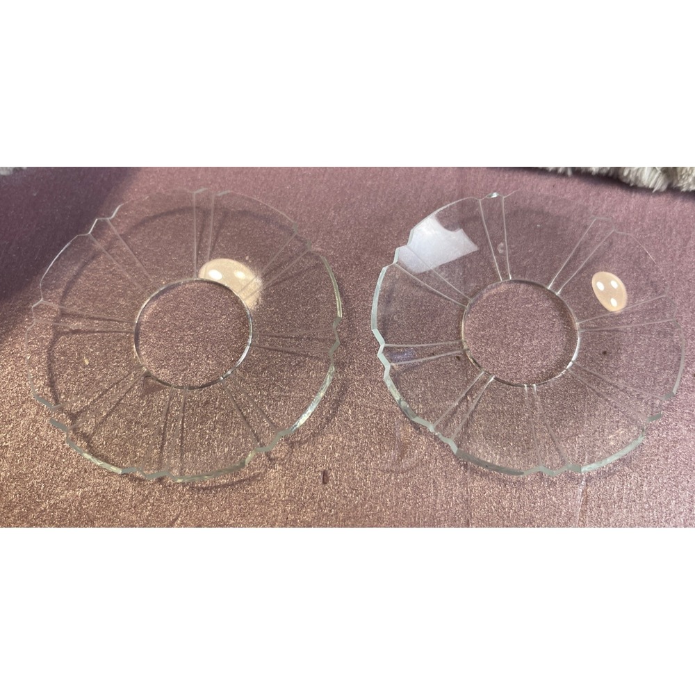 Set Of 2 Etched Glass Vintage bobeches candle Drip Catchers‎